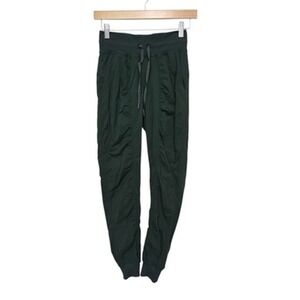 Lululemon Pants‎ Womens 0 Green Joggers Drawstring Ribbed Cuffs Zipper Pockets